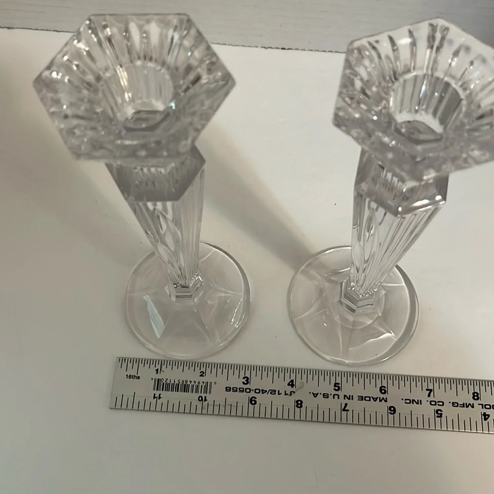 Marquis by Waterford crystal glass candleholders set of two clear heavy crystal
